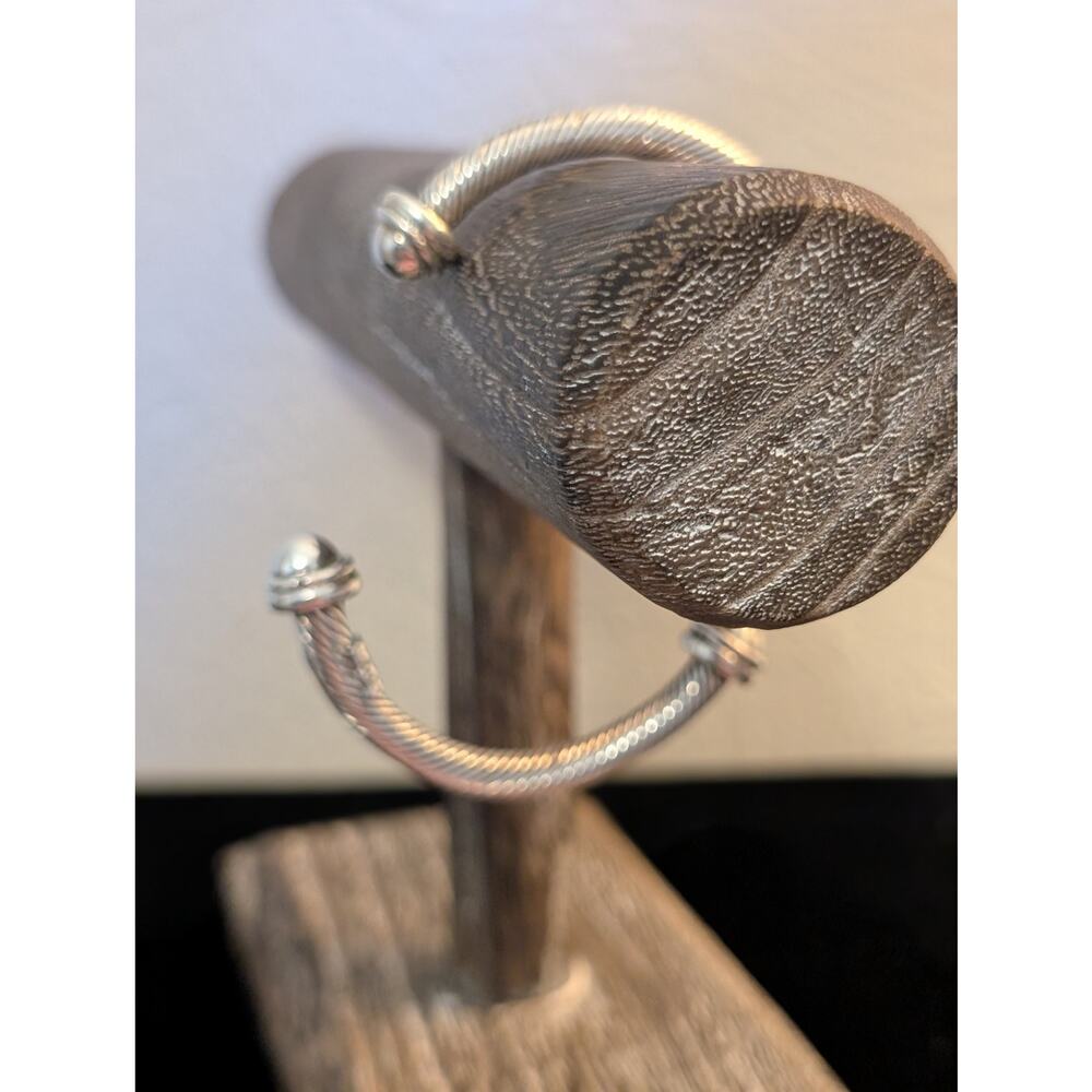 Vintage Mexico Solid Sterling Silver Twisted Rope Cable Love Knot Cuff Bracelet - Picture 3 of 7